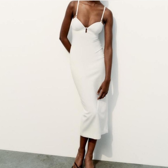 Zara White Midi Dress - Picture 1 of 6